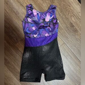 Gymnastic Leotard Purple and Black 130 Activewear Top